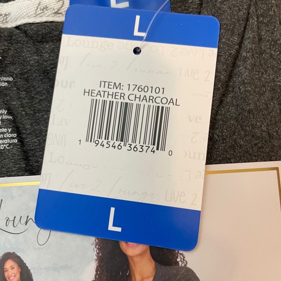 Live 2 Lounge Heather Charcoal 4 Piece Essential Pajama Set Women's Size L 12-14 - Picture 5 of 7